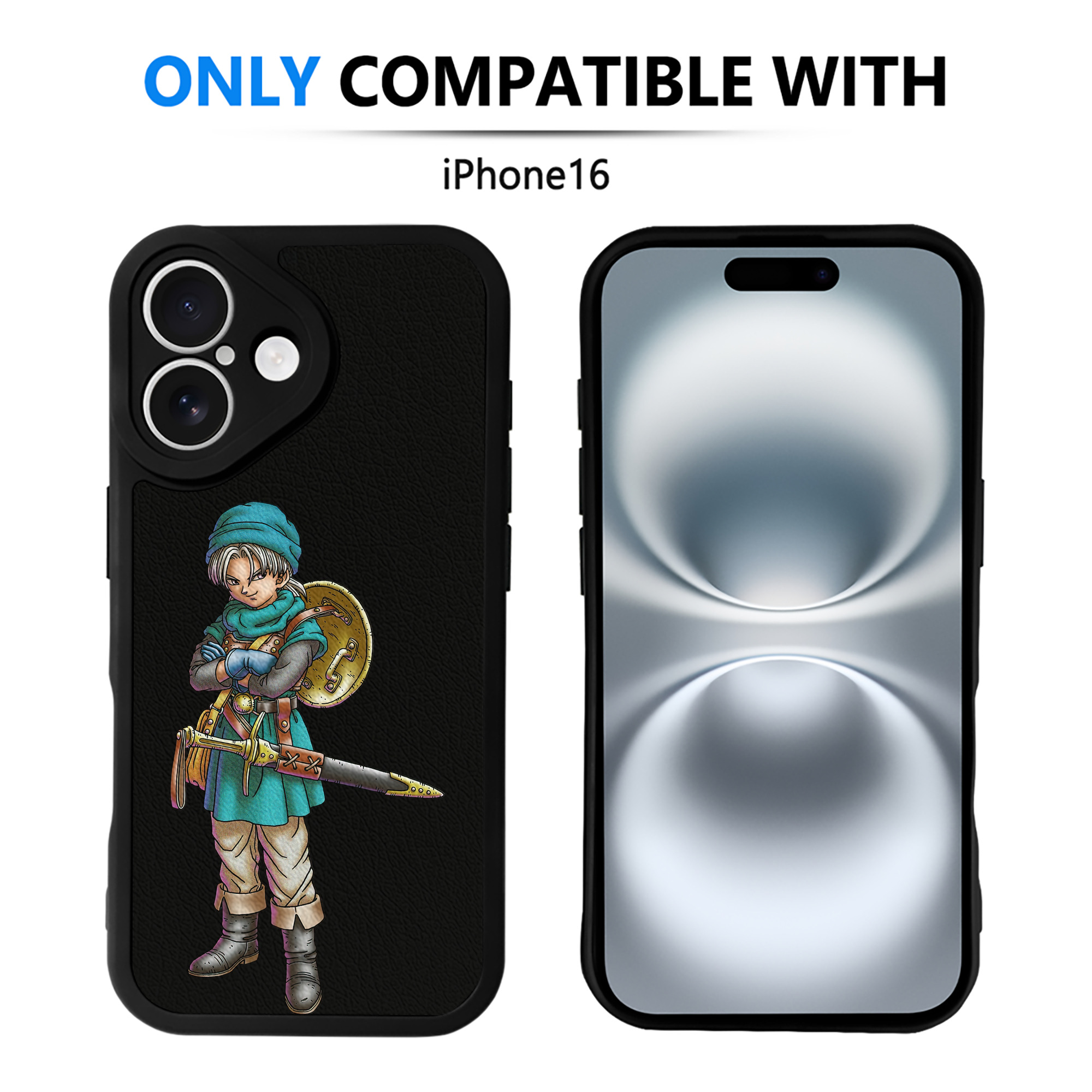 （画像用） ドラゴンクエスト Doragon Kuesuto Dragon Quest 【iPhone 16シリーズ対応】シリコンスマホケース（レザー調） 材質：シリコン